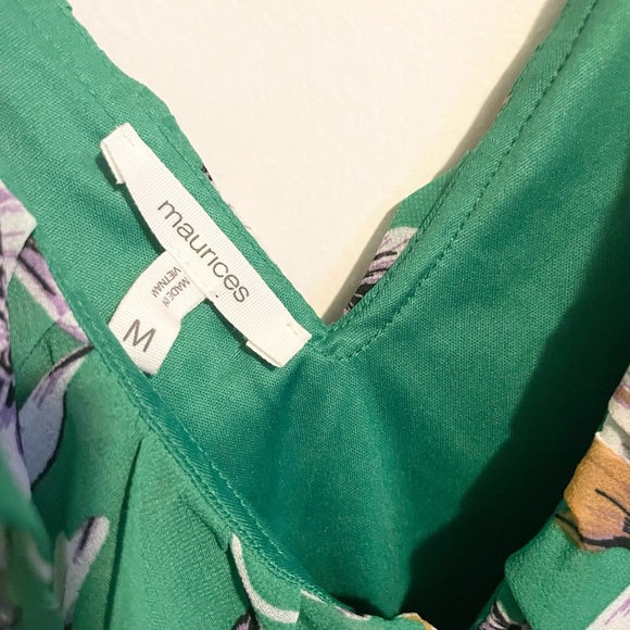 Maurice’s Sz M Floral Ruffle Trim Midi Dress green - Picture 6 of 7